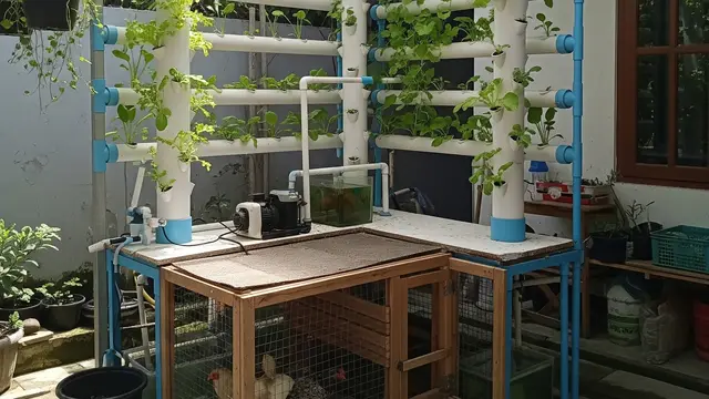 6 Hidroponik di Kandang Ayam dengan Sistem Akuaponik Sederhana, Solusi Lahan Sempit