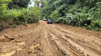 Kondisi jalan di Kabupaten Mahakam Ulu yang semakin memprihatinkan.