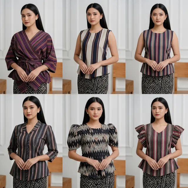 Model Baju Lurik Wanita Kombinasi Terkini (Image by Gemini AI)