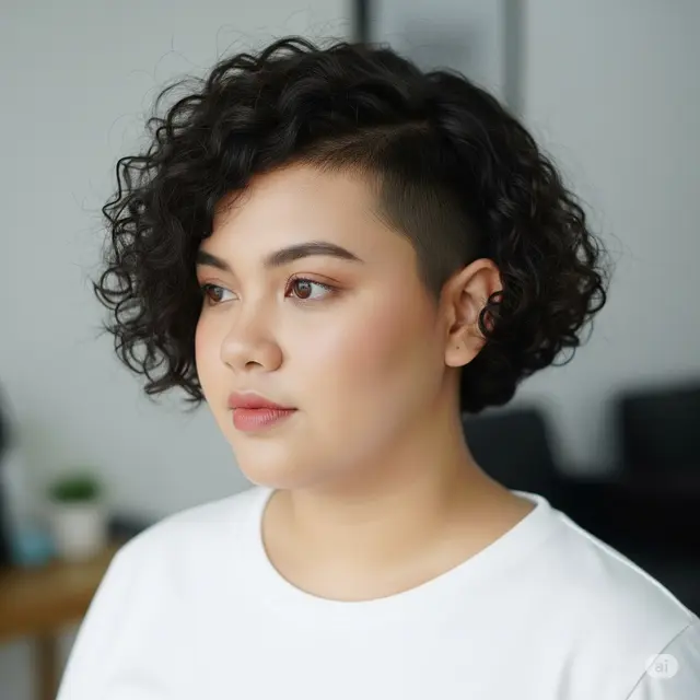 Asymmetric Curly Bob