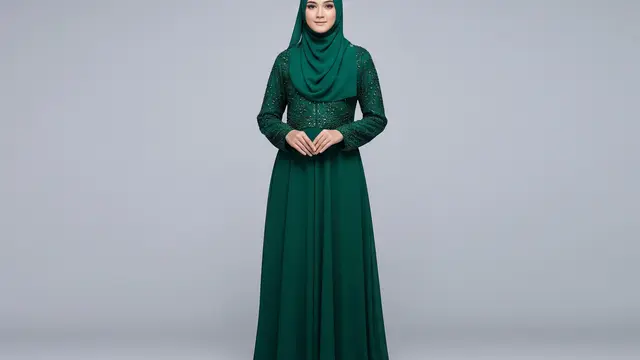 Model Gamis Bahan Toyobo Berpayet dengan Potongan A-line Santai
