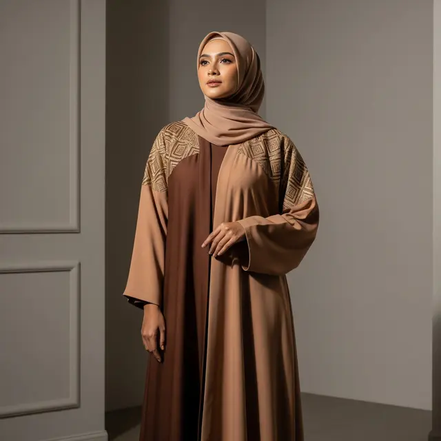 The Mocha Two-Tone Abaya (Moka/Cokelat Gelap)