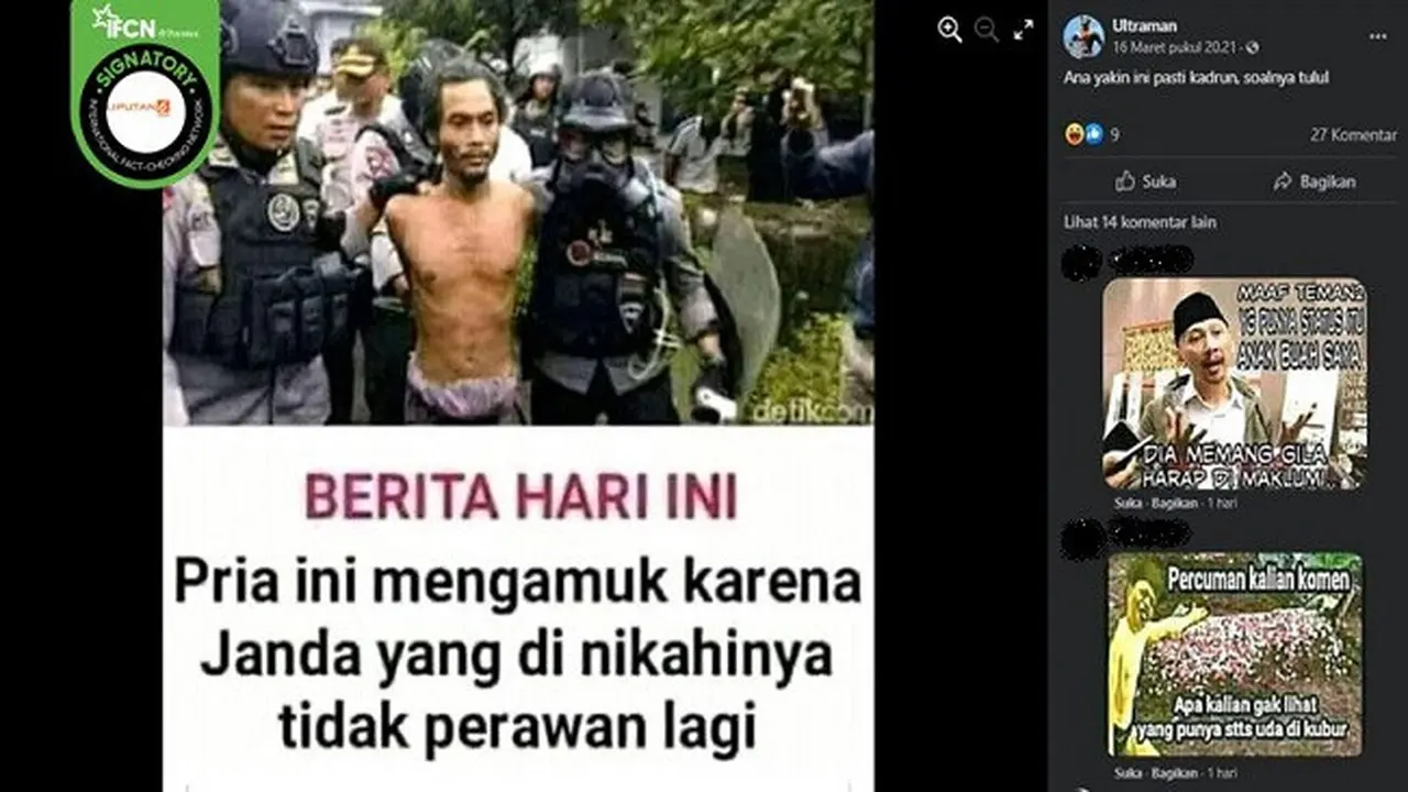 Gambar Tangkapan Layar Foto yang Diklaim Seorang Pria Mengamuk karena Janda (sumber: Facebook)
