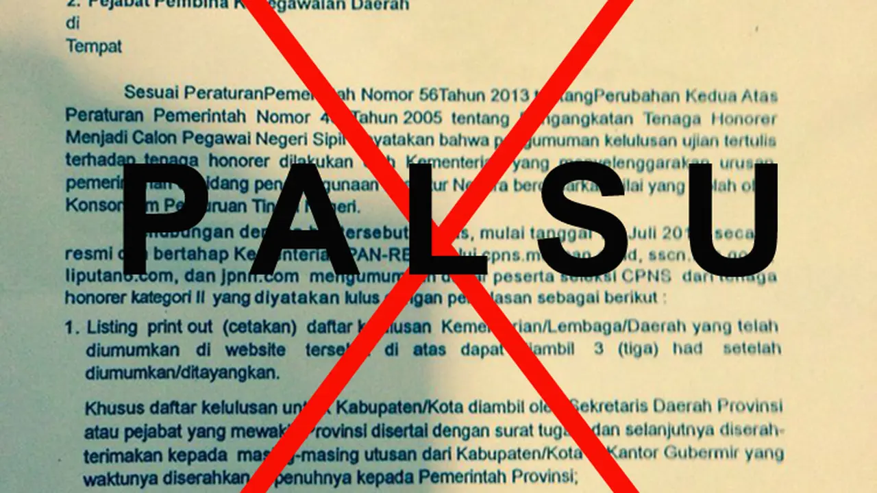 Surat palsu pengumuman CPNS (Foto: Humas KemenPAN-RB)