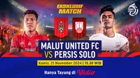 Link Siaran Langsung BRI Liga 1: Malut United vs Persis di Vidio