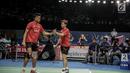Ekspresi pemain Ganda Campuran Indonesia Tontowi Ahmad/Liliyana Natsir usai mengalahkan pemain asal Korea, Dukyoung Kim/Kim Ha Na pada laga pertama Indonesia Open 2017 di Jakarta, Selasa (13/6). (Liputan6.com/Faizal Fanani)