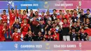 32 tahun penantian untuk kembali meraih medali emas cabang sepak bola putra terbayar tuntas. (Nhac NGUYEN/AFP)
