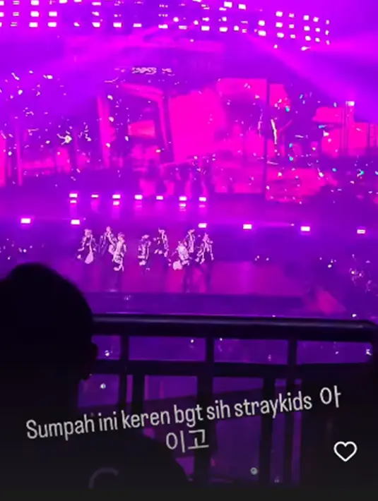 Ayu Ting Ting juga turut memuji penampilan Bang Chan dan ketujuh member lainnya. Kegemberiaan juga terlihat di wajah Ayu dan Bilqis. (Liputan6.com/IG/@ayutingting92)