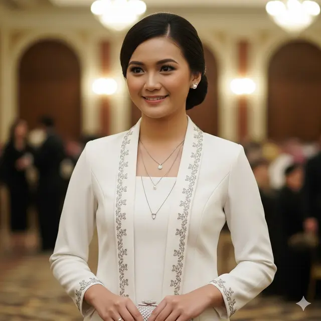 Kebaya Encim dengan Detail Bordir Minimalis