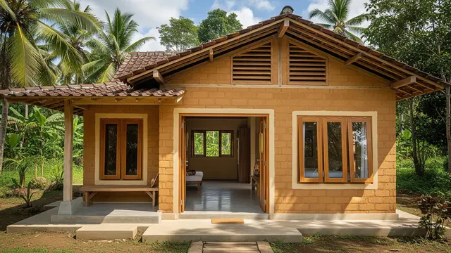 Desain Rumah Bata Tanah dengan Konsep Pendinginan Alami