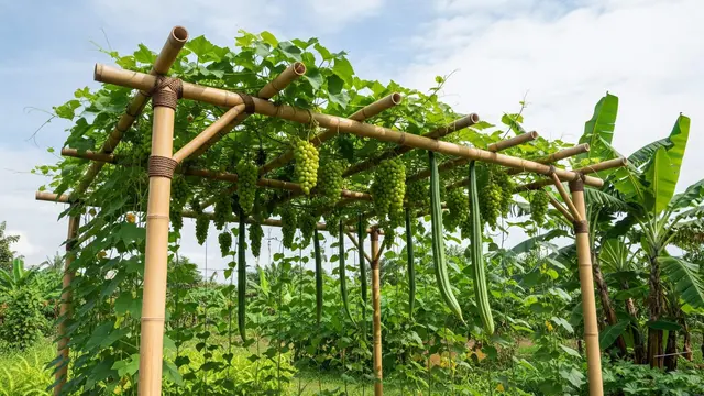 Ide Kebun untuk Sayuran Rambat Modal Bambu Saja
