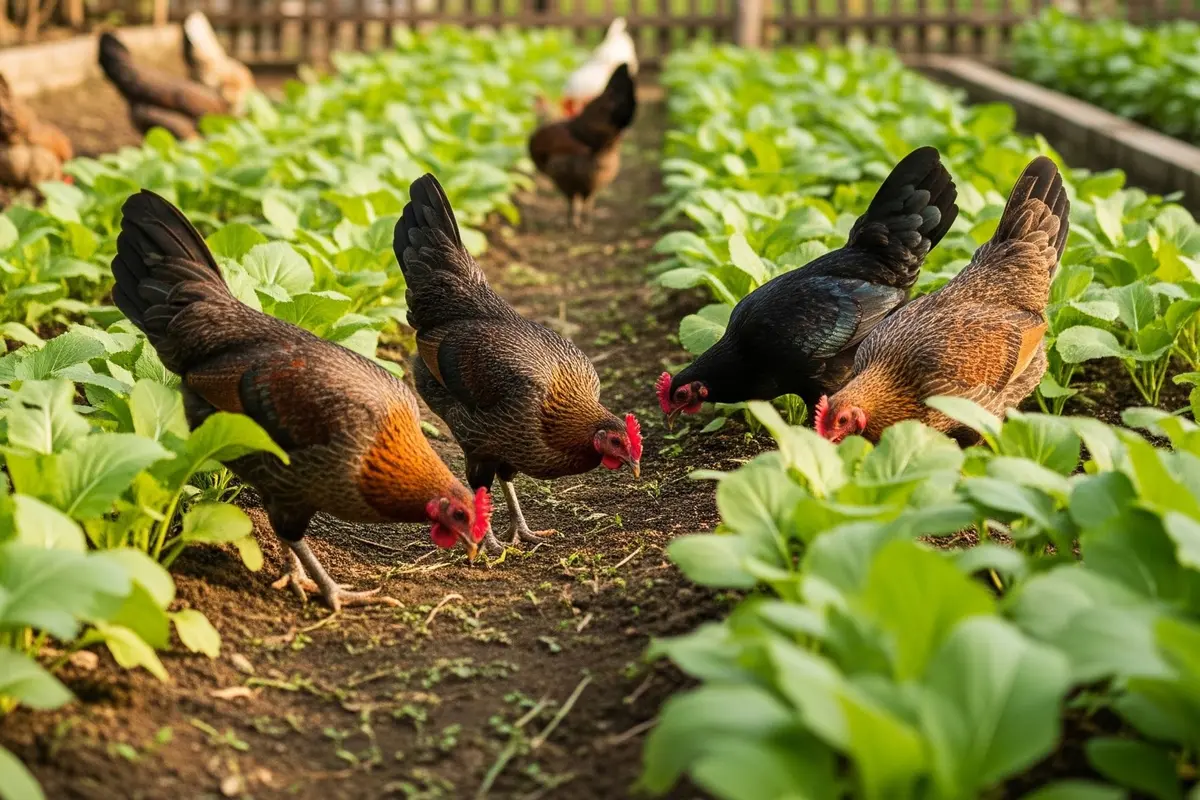 Menggabungkan Ayam Kampung dan Kebun Sawi di Rumah (Gemini AI)