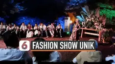 Ada yang berbeda dari peragaan busana di Purbalingga, Jawa Tengah. Puluhan model memeragakan busana batik di dalam gua dengan penuh pencahayaan.
