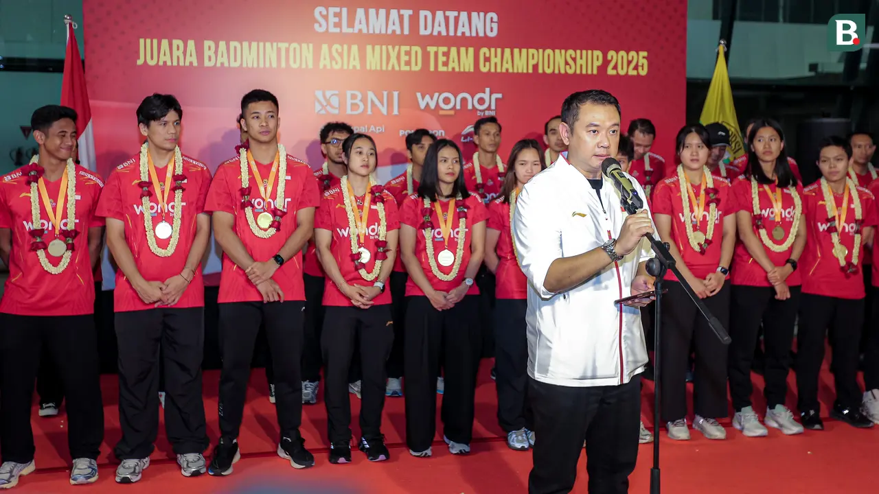 Foto: Torehkan Sejarah Baru, Tim Bulu Tangkis Indonesia Dapat Sambutan Meriah setelah Mendarat di Tanah Air