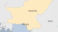 Ilustrasi peta Karachi, Pakistan. (BBC News)