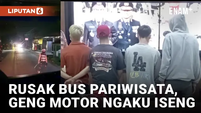 Viral! Geng Motor Rusak Bus Pariwisata di Bandung