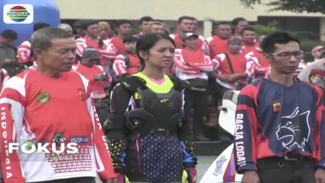 Ribuan anggota komunitas motor trail se-Jawa Barat deklarasikan pemilu aman dan damai di Lapangan Mapolda Jabar.