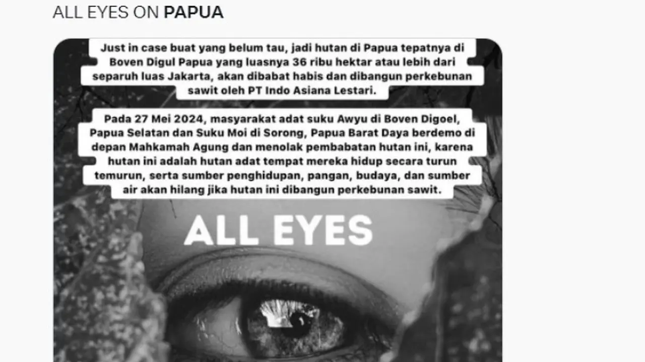 Tagar All Eyes on Papua Menggema di Media Sosial. Soroti Soal Penyerobotan Hutan Adat