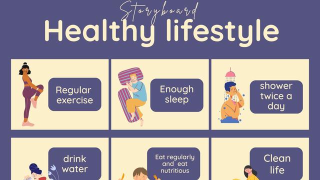 Contoh storyboard yang menjelaskan gaya hidup sehat