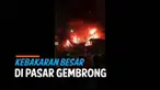 Musibah kebakaran terjadi di kawasan Pasar Gembrong Jakarta Timur Minggu (24/4) malam. Api berkobar besar membakar bangunan dan disertai dengan asap pekat.
