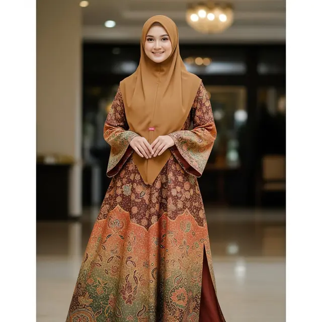 Maxi Dress Lengan Lebar & Slit Minimalis