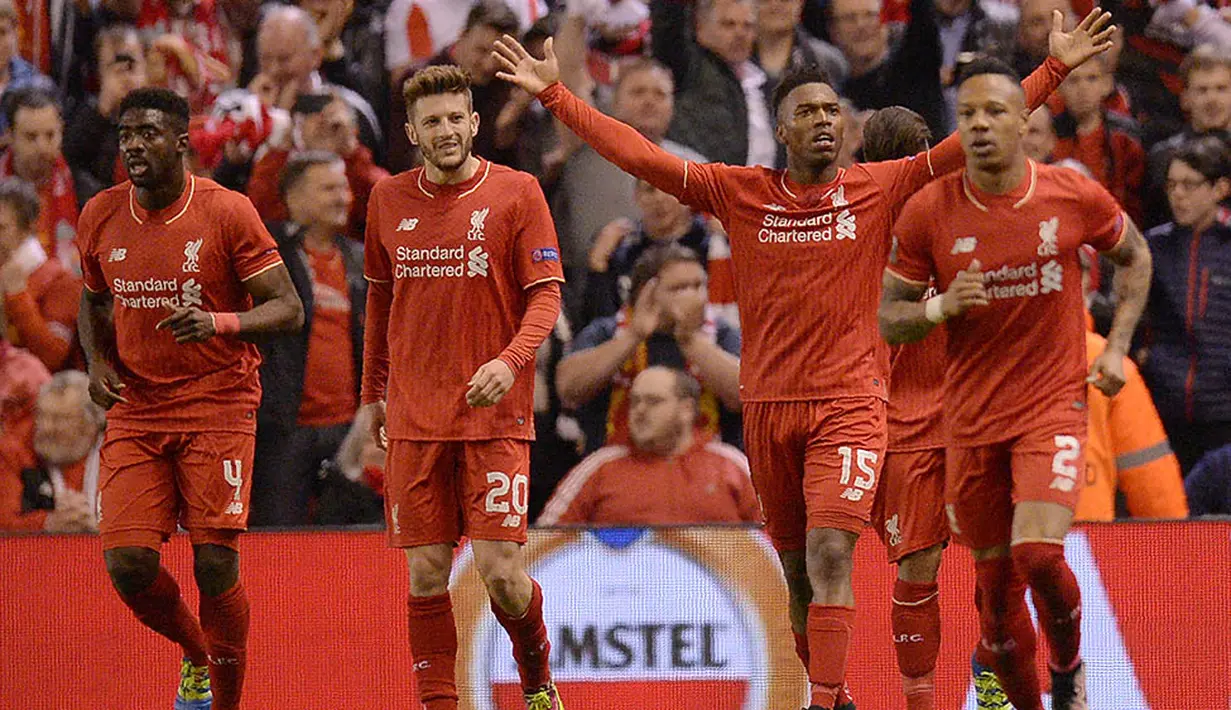 5. Liverpool, klub yang bermarkas di Anfield ini memiliki kekayaan sebesar 79 juta dolar AS. Kerjasama The Reds antara lain dengan maskapai Indonesia, Garuda dan juga New Balance. (AFP/Oli Scarff)