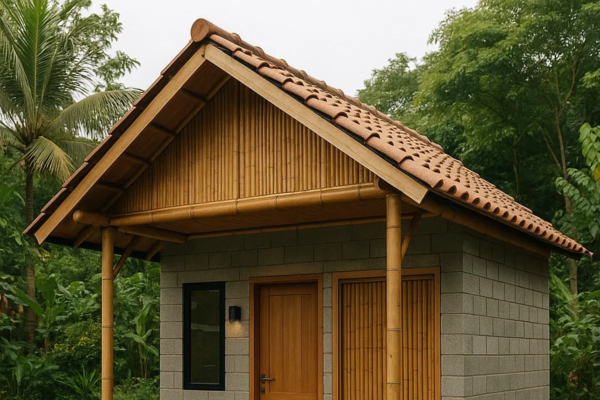 Model Rumah Kecil dari Batako dan Bambu yang Murah tapi Elegan