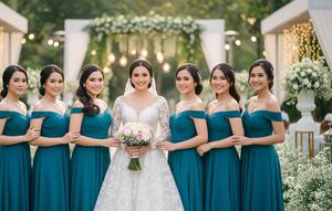 7 Model Baju Bridesmaid Emerald Blue, Tampilan Anggun dan Serasi di Hari Pernikahan (Foto: Gemini AI)