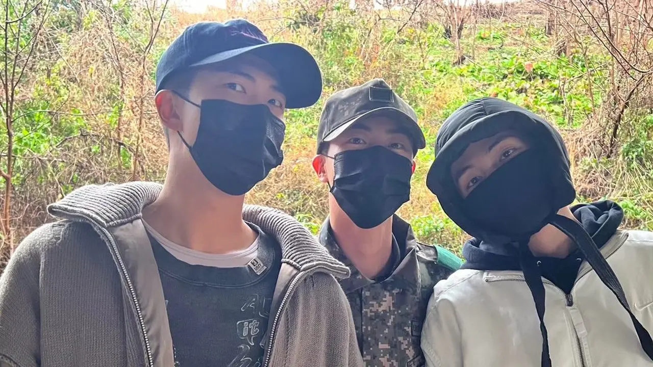RM, Jin, dan Taehyung atau V BTS. (Instagram/ jin)