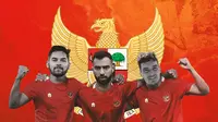 Timnas Indonesia - Ilustrasi formasi 4-3-3: Jordi Amat (bek tengah), Shayne (bek kiri) dan Sandy Walsh (bek kanan) (Bola.com/Adreanus Titus)