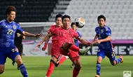 Striker Jeong Sang-bin Timnas Korea Selatan U-23 saat menghadapi Timnas Jepang U-23 di Piala Asia U-23 2024, Senin (22/4/2024) malam WIB. (Dok. KFA)