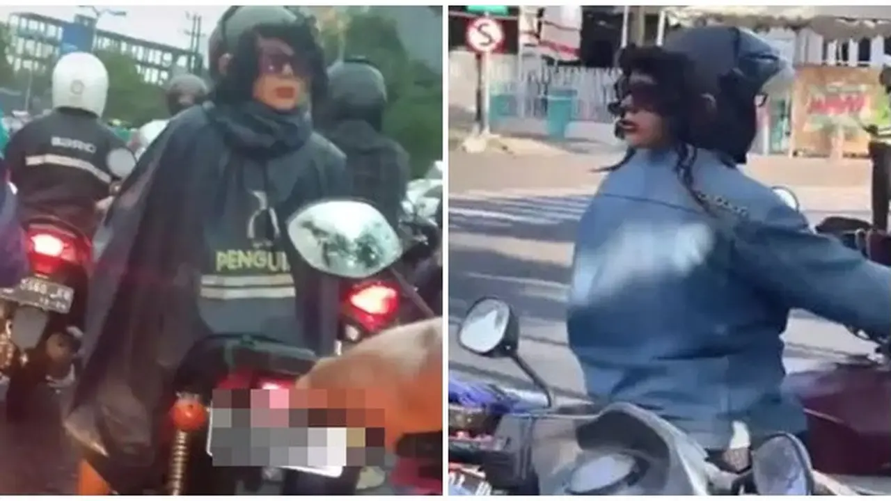 6 Potret Helm Bermuka Dua Ini Bikin Kaget Pengendara Lain,