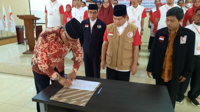 Ketua Umum DPN BSMI M Djazuli Ambari  saat menghadiri Pendidikan Pelatihan Kepemimpinan (Diklatpim) sekaligus pelantikan BSMI Provinsi Lampung periode 2023-2028. Istimewa)