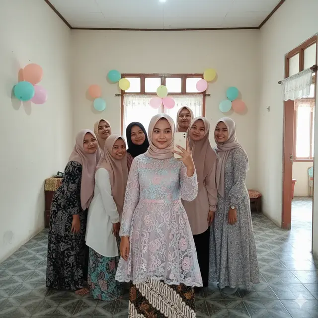 Gamis Batik Pastel Motif Lembut