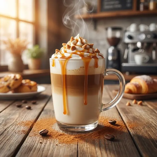 Ilustrasi Coffee Butterscotch Latte Panas