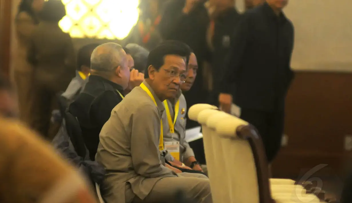 Sri Sultan Hamengku Buwono X (Gubernur daerah istimewa Yogyakarta), tampak hadir di Rakornas V Tim Pengendalian Inflasi Daerah (TPID) 2014. Jakarta, (21/5/14) (Liputan6.com/Herman Zakharia)