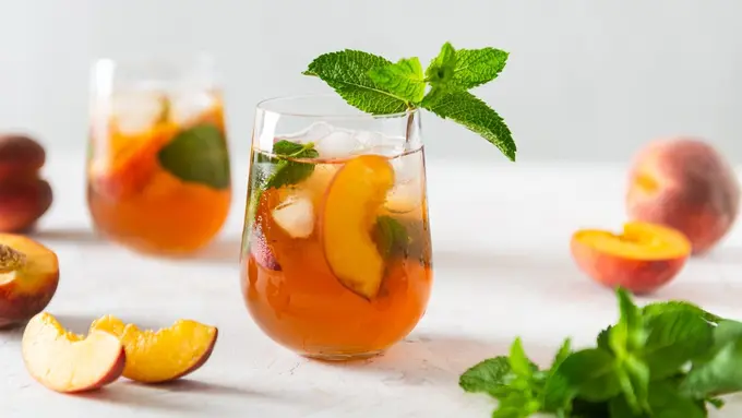 resep es peach tea