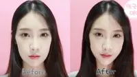 Wanita Korea ini menggunakan selotip untuk membuat wajahnya menjadi tirus