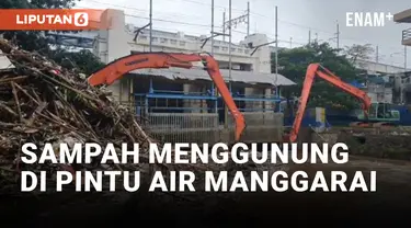 AKIBAT BANJIR KIRIMAN, SAMPAH KEMBALI MENGGUNUNG DI PINTU AIR MANGGARAI