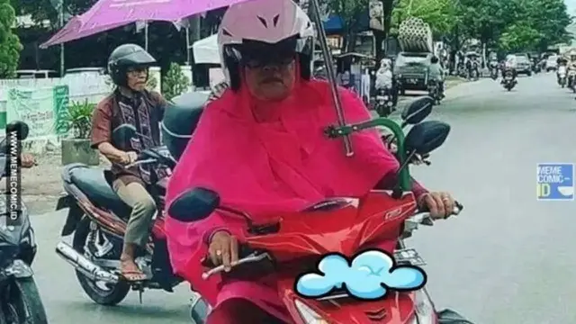 Kumpulan Potret Cara Unik Pemotor Mencegah Kulit Tersengat Panasnya Sinar Matahari (ist)