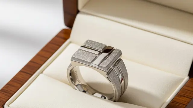 Cincin Palladium Kombinasi Tekstur Doff dan Mengkilap