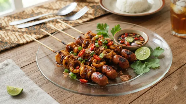 Sate Cumi Sosis Goreng yang Lezat