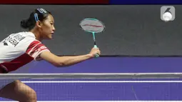 Kalah dengan skor 19-21, 20-22, Putri Kusuma Wardani melaju ke semifinal Indonesia Open 2025. (Liputan6.com/Herman Zakharia)