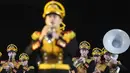 Anggota band militer Rusia tampil dalam Festival Musik Militer Internasional Menara Spasskaya di Lapangan Merah, Moskow, Rusia, Selasa (31/8/2021). (AP Photo/Pavel Golovkin)