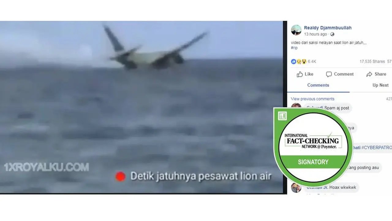 Cek Fakta - Hoaks Video Jatuhnya Lion Air JT 610