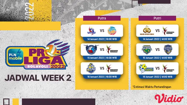 Link Live Streaming PLN Mobile Proliga 2022 week 2 di Vidio, 14-16 Januari 2022