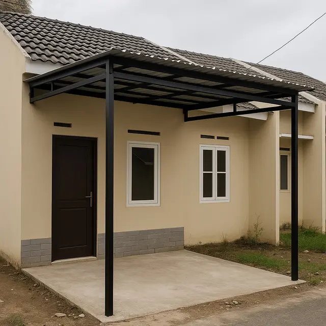 5 Potret Model Kanopi Baja Ringan depan Rumah Atap Spandek
