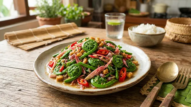 Resep Tumis Daun Pakis dengan Bunga Kecombrang dan Cabai (AI Generated)