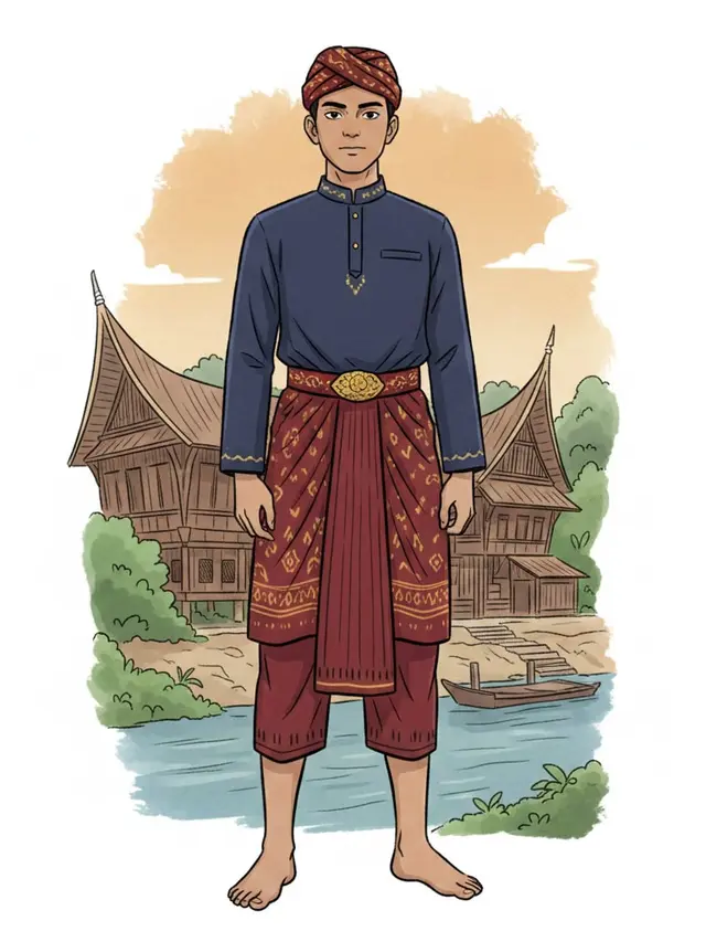 Ilustrasi Lok Cuan pakaian adat Sumatera