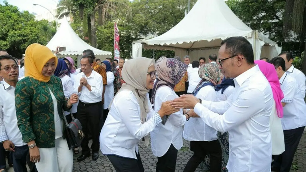 Menaker Hanif Dhakiri menggelar halal bihalal di kantor Kemnaker (Dok Foto: Liputan6.com/Septian Deny)